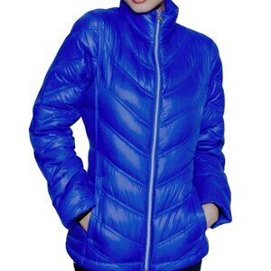 Calvin Klein Packable Premium Down Puffer Jacket Royal Blue Full Zip Size M